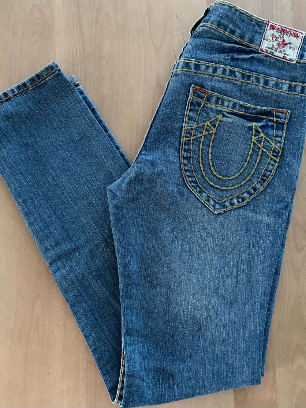 True Religion Billy Straight Jeans. Sz 30. Zip Fly, Medium Wash, Design in USA